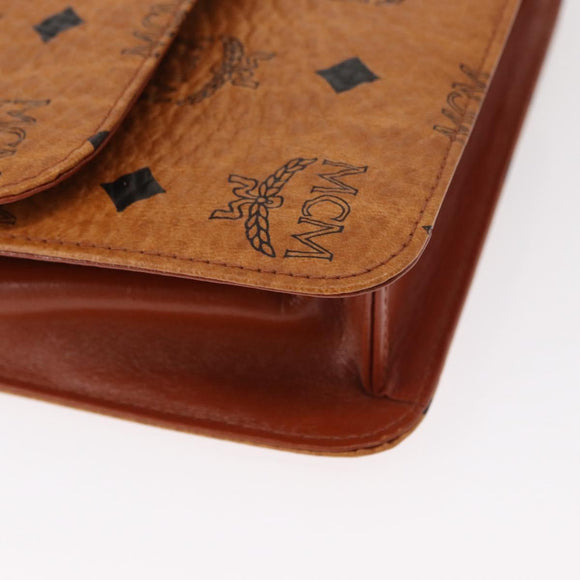 MCM Logogram Vicetos Shoulder Bag PVC Leather Brown Gold Auth 152173