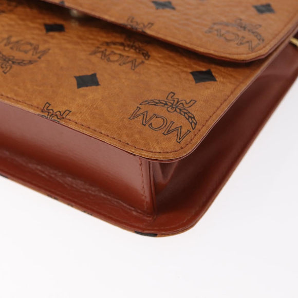 MCM Logogram Vicetos Shoulder Bag PVC Leather Brown Gold Auth 152173