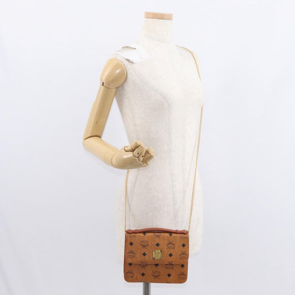 MCM Logogram Vicetos Shoulder Bag PVC Leather Brown Gold Auth 152173