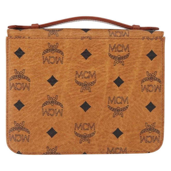 MCM Logogram Vicetos Shoulder Bag PVC Leather Brown Gold Auth 152173