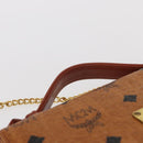 MCM Logogram Vicetos Shoulder Bag PVC Leather Brown Gold Auth 152173-14