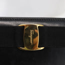 Salvatore Ferragamo Shoulder Bag Leather Gold Black Auth 152176-10