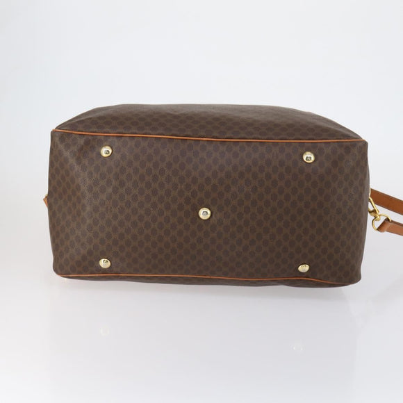 CELINE Macadam Canvas Boston Bag PVC 2way Brown Gold Auth 152179