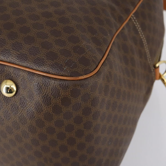 CELINE Macadam Canvas Boston Bag PVC 2way Brown Gold Auth 152179