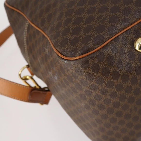 CELINE Macadam Canvas Boston Bag PVC 2way Brown Gold Auth 152179
