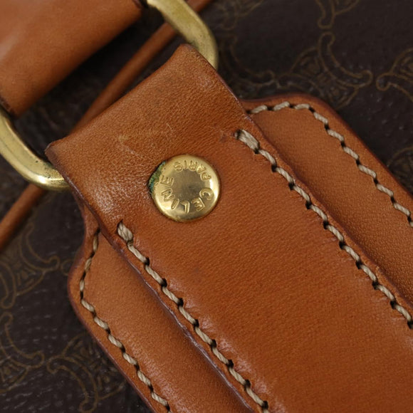 CELINE Macadam Canvas Boston Bag PVC 2way Brown Gold Auth 152179