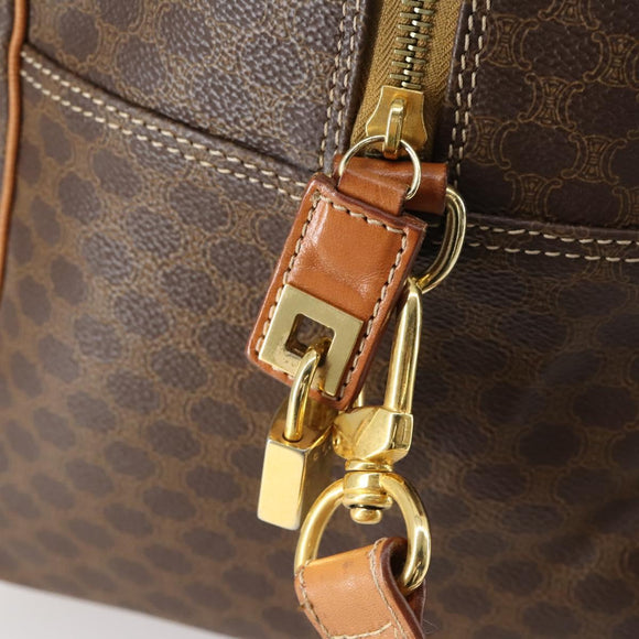 CELINE Macadam Canvas Boston Bag PVC 2way Brown Gold Auth 152179