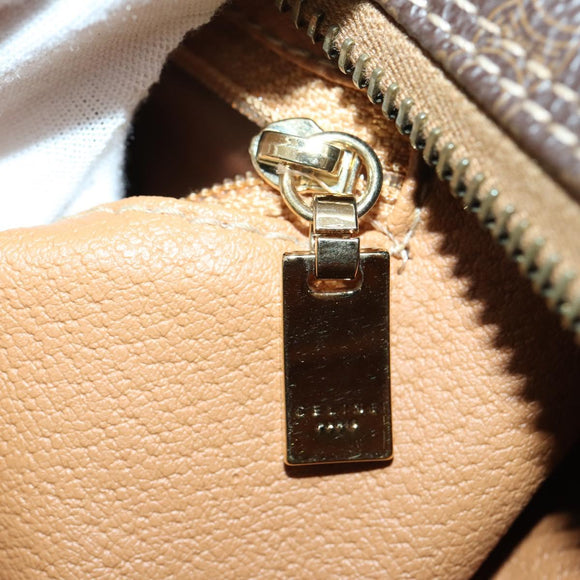 CELINE Macadam Canvas Boston Bag PVC 2way Brown Gold Auth 152179