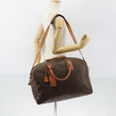 CELINE Macadam Canvas Boston Bag PVC 2way Brown Gold Auth 152179-26