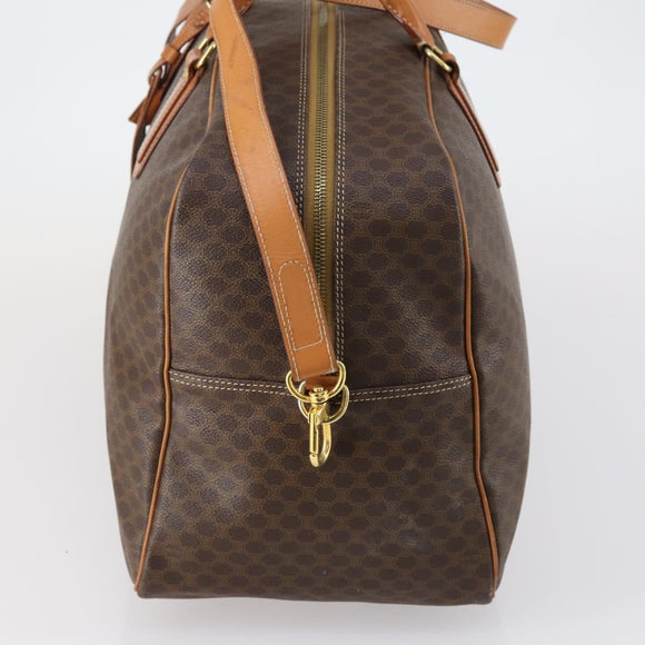 CELINE Macadam Canvas Boston Bag PVC 2way Brown Gold Auth 152179