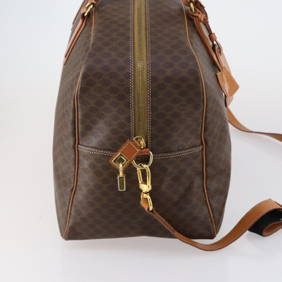 CELINE Macadam Canvas Boston Bag PVC 2way Brown Gold Auth 152179