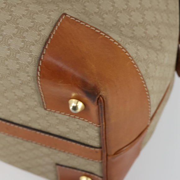 CELINE Macadam Canvas Boston Bag PVC Beige Gold Auth 152180