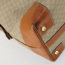 CELINE Macadam Canvas Boston Bag PVC Beige Gold Auth 152180-16