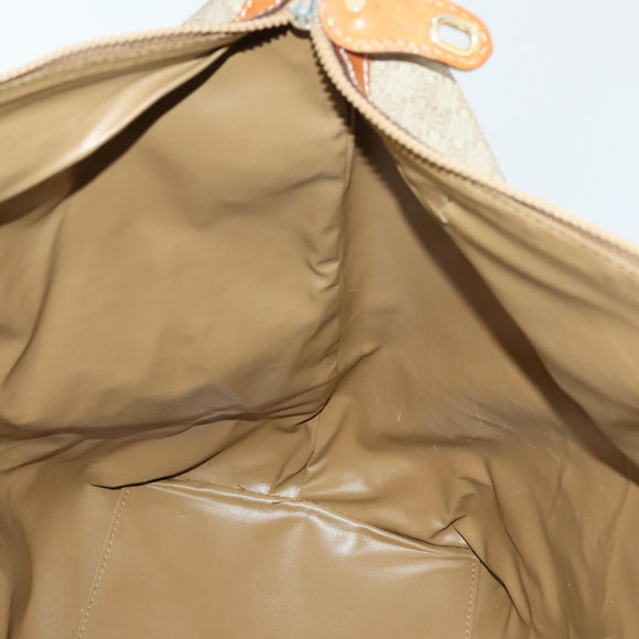 CELINE Macadam Canvas Boston Bag PVC Beige Gold Auth 152180