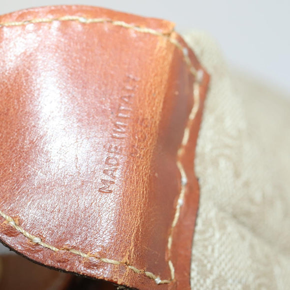 CELINE Macadam Canvas Boston Bag PVC Beige Gold Auth 152180