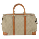 CELINE Macadam Canvas Boston Bag PVC Beige Gold Auth 152180-2