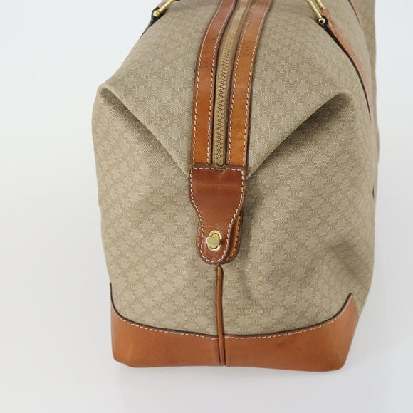 CELINE Macadam Canvas Boston Bag PVC Beige Gold Auth 152180