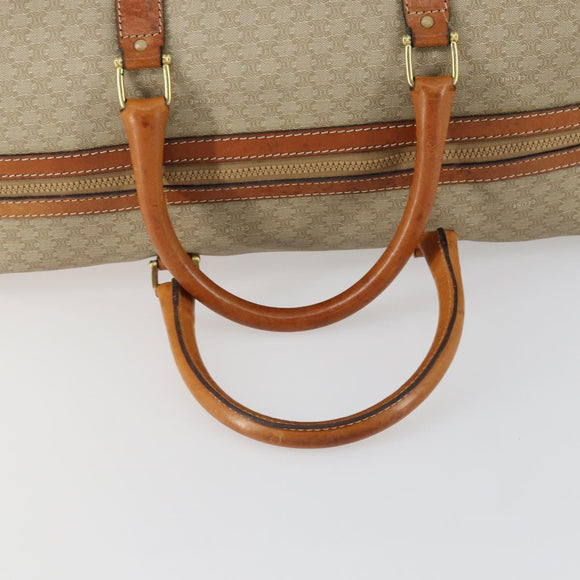 CELINE Macadam Canvas Boston Bag PVC Beige Gold Auth 152180