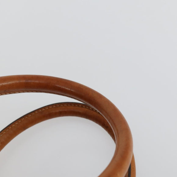 CELINE Macadam Canvas Boston Bag PVC Beige Gold Auth 152180