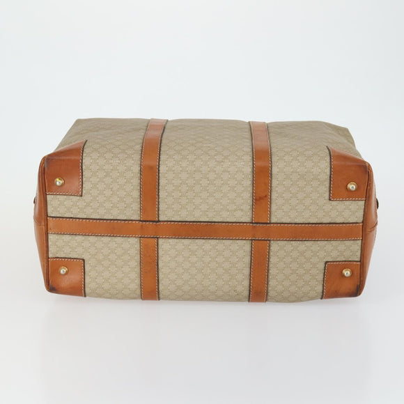 CELINE Macadam Canvas Boston Bag PVC Beige Gold Auth 152180