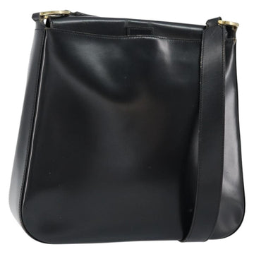 Christian Dior Shoulder Bag Leather Black Gold Auth 152185