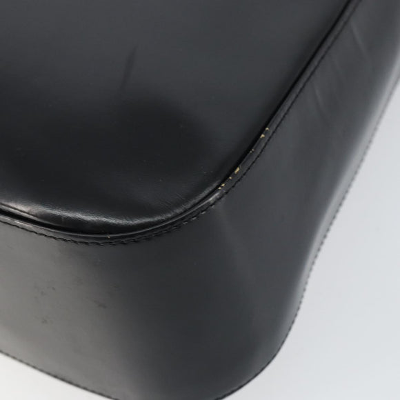 Christian Dior Shoulder Bag Leather Black Gold Auth 152185