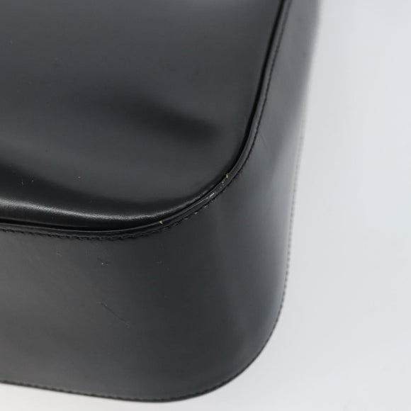 Christian Dior Shoulder Bag Leather Black Gold Auth 152185