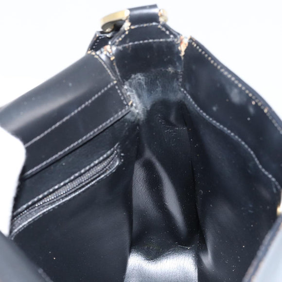 Christian Dior Shoulder Bag Leather Black Gold Auth 152185