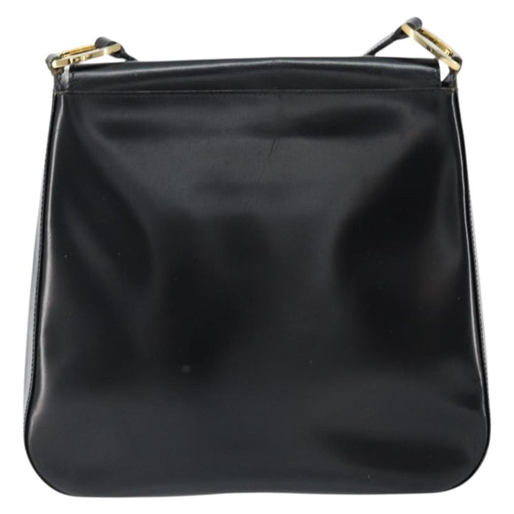 Christian Dior Shoulder Bag Leather Black Gold Auth 152185