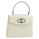 Salvatore Ferragamo Hand Bag Leather White Silver Auth 152186-1