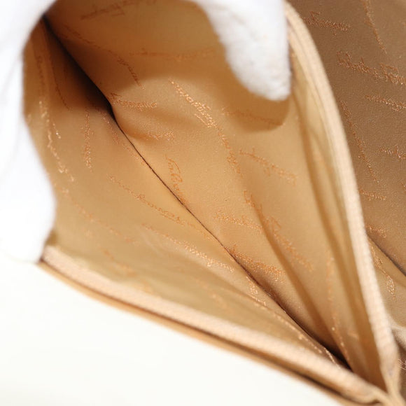 Salvatore Ferragamo Hand Bag Leather White Silver Auth 152186