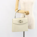 Salvatore Ferragamo Hand Bag Leather White Silver Auth 152186-22