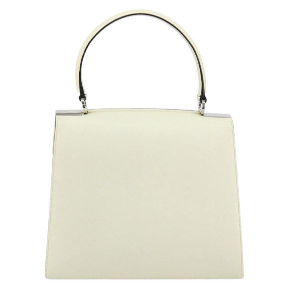 Salvatore Ferragamo Hand Bag Leather White Silver Auth 152186