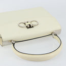 Salvatore Ferragamo Hand Bag Leather White Silver Auth 152186-6