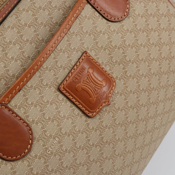 CELINE Macadam Canvas Hand Bag PVC Leather Beige Gold Auth 152189