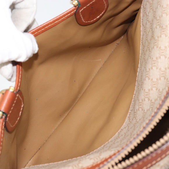 CELINE Macadam Canvas Hand Bag PVC Leather Beige Gold Auth 152189
