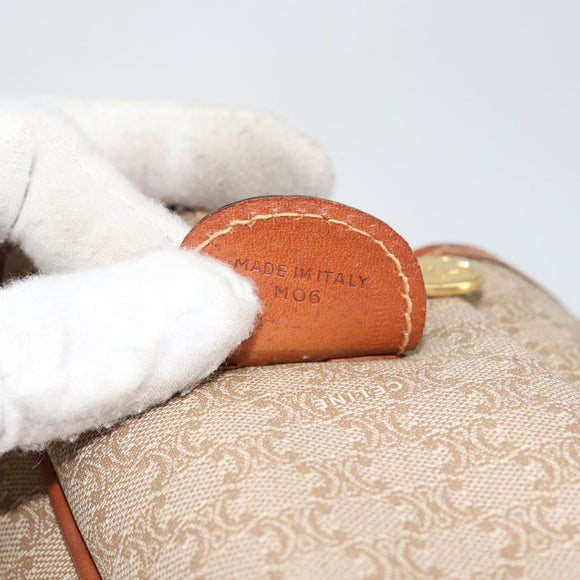 CELINE Macadam Canvas Hand Bag PVC Leather Beige Gold Auth 152189