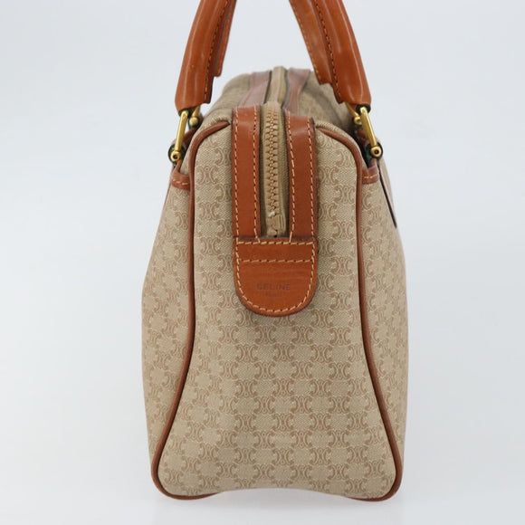 CELINE Macadam Canvas Hand Bag PVC Leather Beige Gold Auth 152189