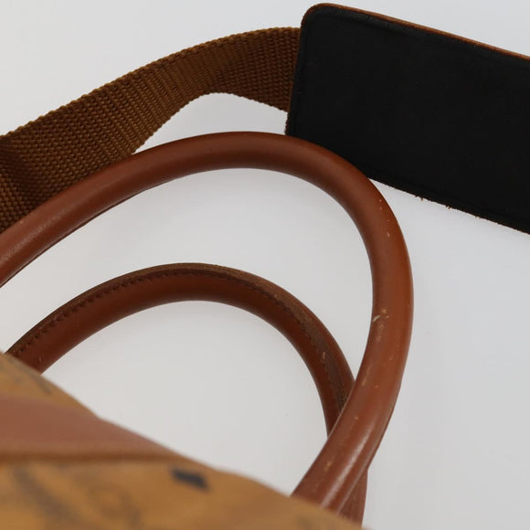 MCM Logogram Vicetos Boston Bag PVC Leather 2way Brown Gold Auth 152194