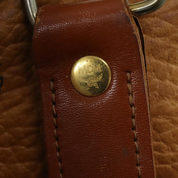 MCM Logogram Vicetos Boston Bag PVC Leather 2way Brown Gold Auth 152194