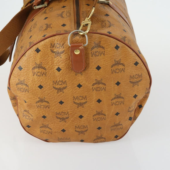 MCM Logogram Vicetos Boston Bag PVC Leather 2way Brown Gold Auth 152194