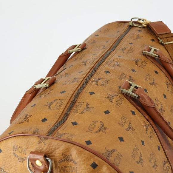 MCM Logogram Vicetos Boston Bag PVC Leather 2way Brown Gold Auth 152194