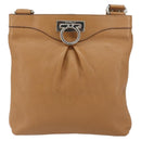 Salvatore Ferragamo Gancini Shoulder Bag Leather Brown Silver Auth 152196-13