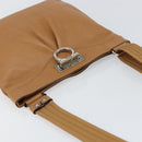 Salvatore Ferragamo Gancini Shoulder Bag Leather Brown Silver Auth 152196-6