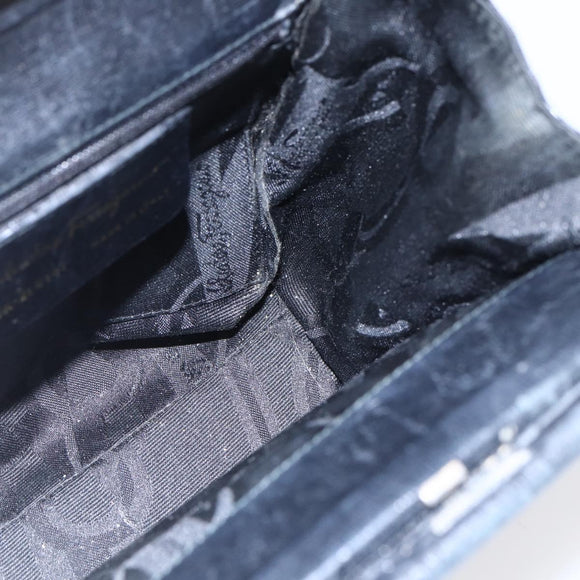 Salvatore Ferragamo Hand Bag Leather 2way Black Gold Auth 152197