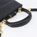 Salvatore Ferragamo Hand Bag Leather 2way Black Gold Auth 152197-7