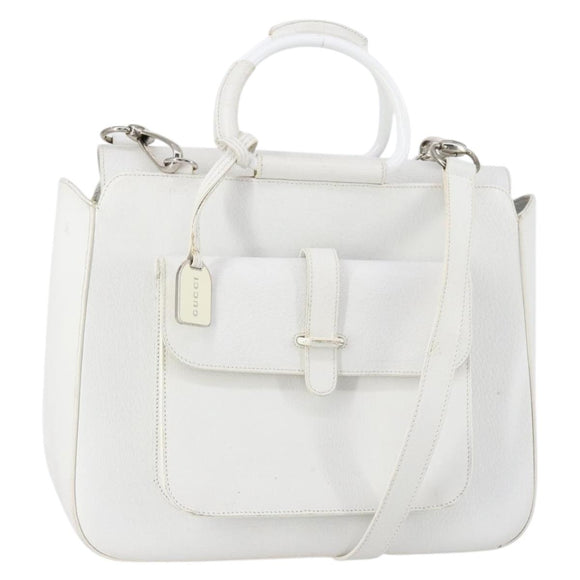 GUCCI Hand Bag Leather 2way White 000 2058 0307 5 Auth 152204