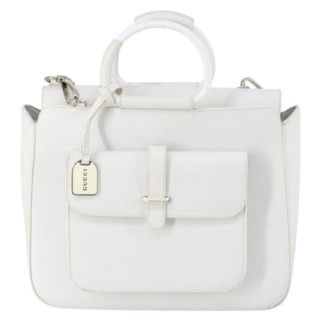 GUCCI Hand Bag Leather 2way White 000 2058 0307 5 Auth 152204 - 0