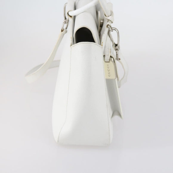 GUCCI Hand Bag Leather 2way White 000 2058 0307 5 Auth 152204