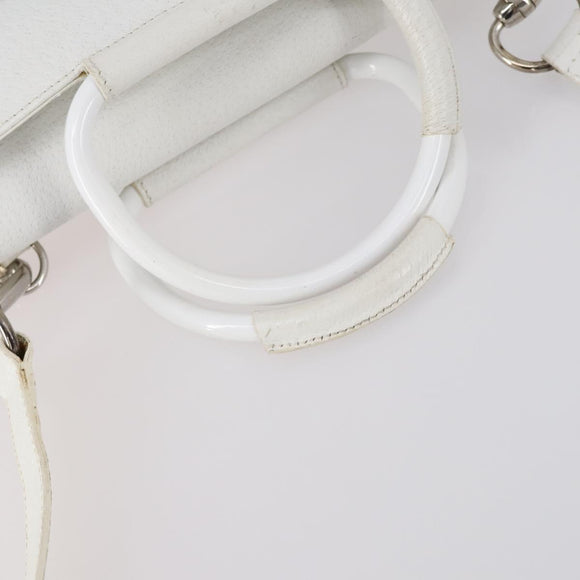 GUCCI Hand Bag Leather 2way White 000 2058 0307 5 Auth 152204